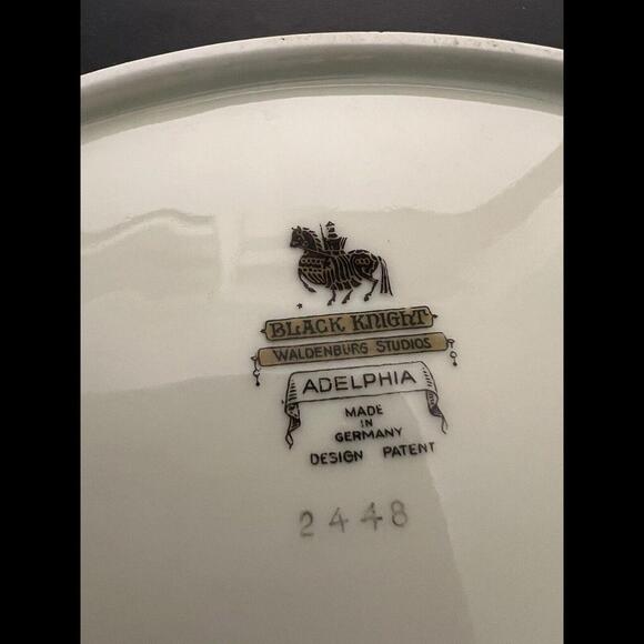 Black Knight Vintage 1930s Adelphia Floral Oval Serving Plate Pierced Handles - Picture 5 of 7